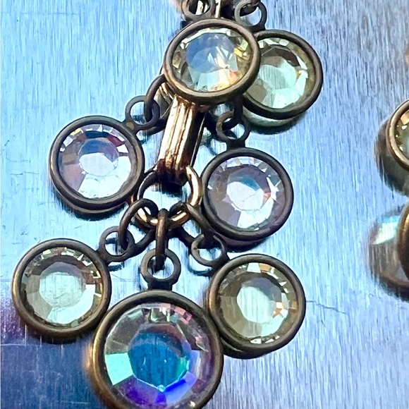 Catherine Popesco Iridescent Crystal Gold Tone Dangle Earrings - Picture 2 of 4